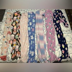 Lot of seven pairs of size 7 fleece girls pajamas